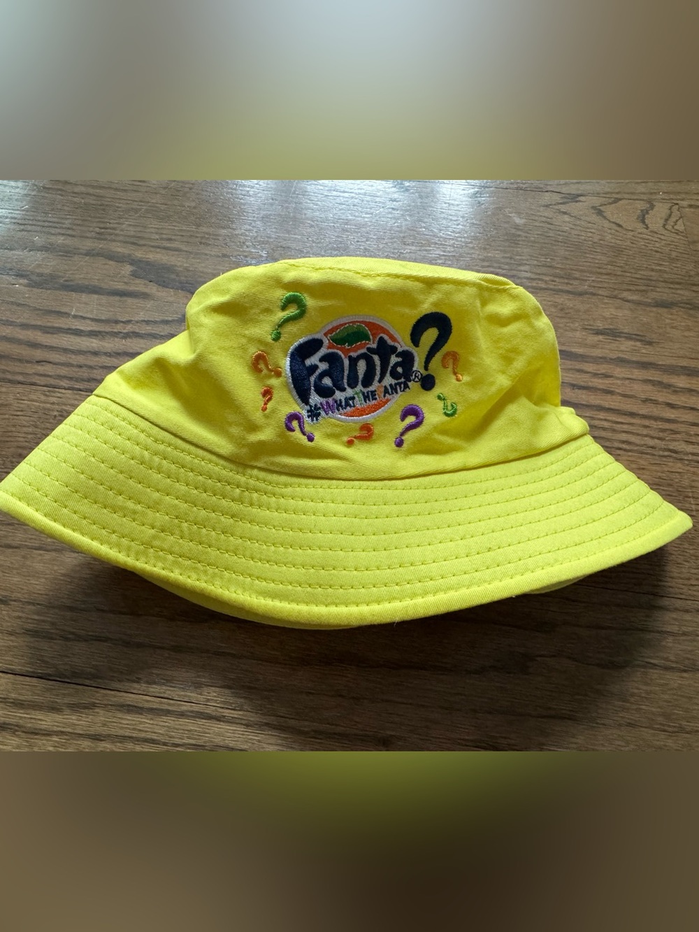 Vintage Fanta “Wanta Fanta?” Yellow Bucket Hat Y2K Promo
